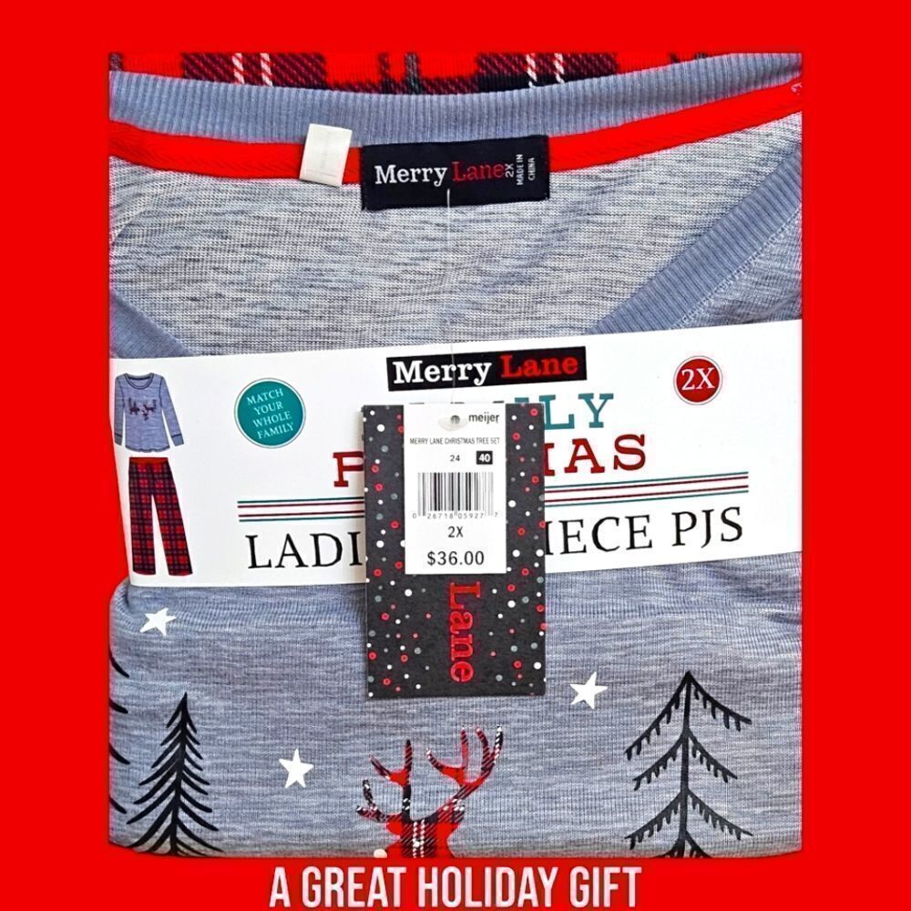 New MERRY LANE Plus Size Christmas Scene 2 Piece PJ Set